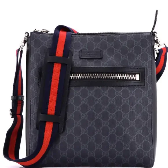 Gucci Web Strap Front Zip Messenger Bag #222328G12B - Picture 1 of 7
